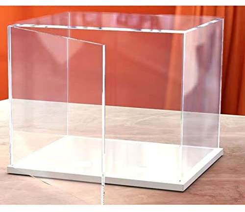 Öffnbare, transparente Acryl-Vitrine, Arbeitsplattenbox mit weißem Boden, staubdichter Schutz, Vitrine für Spielzeug, Sammlerstücke (24x16x20in/60x40x50cm)