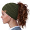 Hat Hut Damen Satin gefütterte Beanie-Mütze, Wintermütze für lockiges Haar, Pferdeschwanz Ponytail Beanie, Strickmütze (DE/NL/SE/PL, Alphanumerisch, Einheitsgröße, Olivgrün)