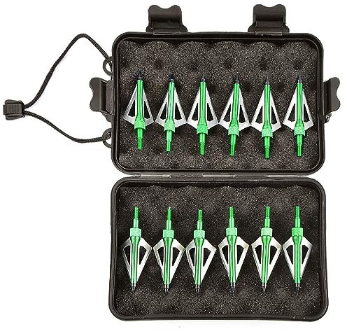 biubiusot 12er Pfeilspitzen 100 Körnern Jagdspitzen Armbrust Erwachsene Jagd Pfeile für Bogenschießen Carbonpfeile Glasfaserpfeil Compoundbogen Bogen mit Aufbewahrungsbox (C)
