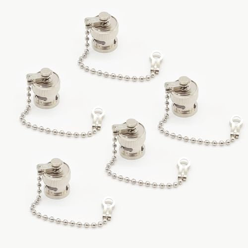 bayzconn 5 Stück BNC Anschlusskappe, BNC Stecker Kappe BNC Männliche Staubkappe BNC Staubkappe mit Kette Für BNC Gerade Stecker Anschlüsse