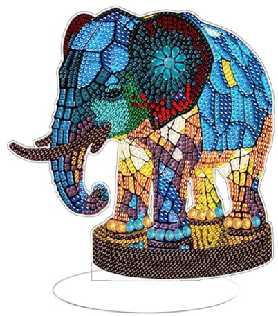 Starnearby DIY Diamond Painting LED Tierlampen, 5D Diamant Painting Elefant Nachtlicht Deko, Diamant Malerei Kunst Set Tischdeko Ornamente, Schlafzimmer Wohnzimmer Arbeitszimmer Büro Deko
