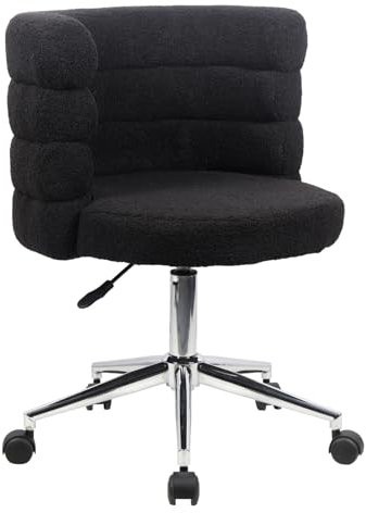 SVITA Cloud Chaise de bureau pivotante rembourrée réglable en hauteur avec roulettes en forme de bouclé en peluche Noir