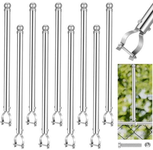 Hicarer 9 Pcs Chain Link Fence Post Extender 25 Inch Fence Extension Height Galvanized Chain Link Fence Extension for Privacy and Dogs (1-3/8), Sliver