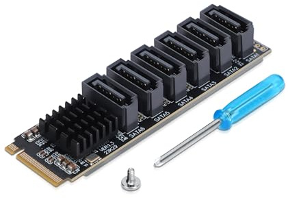 Gugxiom Scheda Adattatore da M.2 a SATA3.0, Adattatore ASM1166 da M.2 a SATA3.0 Ad Alta velocità da 6 Gbps, Supporta 6 Dispositivi SATA per Espansione Thunderbolt, per OS X, per