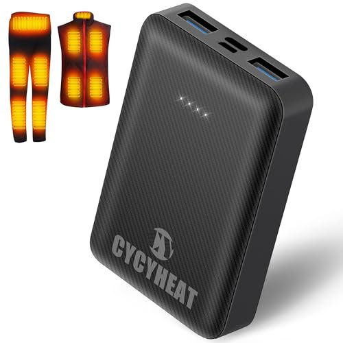 CYCYHEAT 10000mAh Power Bank for Heated Gilet Vest Jacket Coat Pants and Heating Underwear, USB 5V2A Heated Clothing Replacement Battery Pack