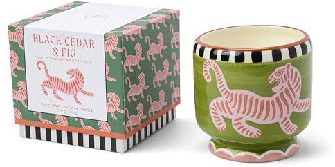 Paddywax Scented Candles Dopo Hand-Painted Ceramic Luxury Artisan Candle, 226g, Tiger - Black Cedar & Fig