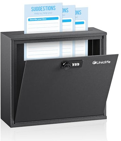 Uniclife Vorschlagsbox Spenden und Wahlurne Zahlenschloss Einwurfschlitz, Wandbriefkasten für Bürohaus, sichere Einwurfbox, Spendenbox, Wahlurne, digitale Einwurfbox aus Stahl für Firmenveranstaltung