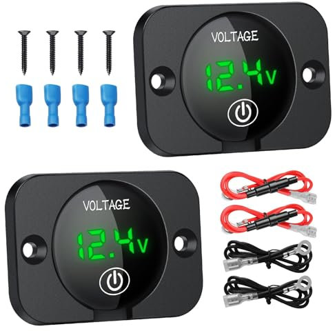 Linkstyle 2PCS Battery Voltage Gauge, DC Volt Meter 12 Volt 24 Volt, LED Digital Display Voltage Meter, Waterproof Voltmeter with Battery Capacity Monitor for Car RV Motorcycle Boat Golf Cart