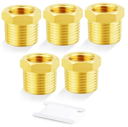 TAILONZ PNEUMATIC Raccord fileté en laiton pour tuyau 1 pouce BSP mâle x 1/2 pouce BSP femelle Adaptateur à douille hexagonale （5Pcs）