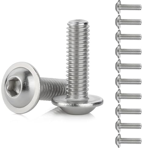 M5 x 20mm Motorrad Verkleidungsschrauben (10er Set) | Rostfreier Edelstahl 304 | Linsenkopf mit integriertem Flansch (Bund) | Universal Ersatz für Windschild & Karosserie | Hochpräzise Hardware