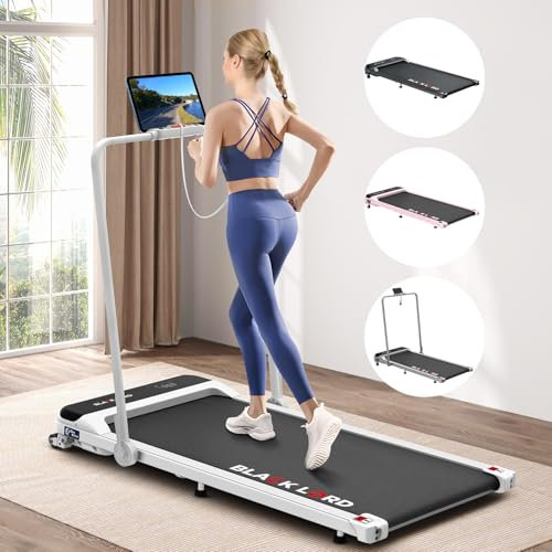 BLACK LORD Unter Schreibtisch Laufband mit Griff, Gehpad 2 in 1 für Gehen und Joggen, 3.2HP Fitnessgeräte, Tragbare Unter Schreibtisch, Haus und Büro, 140kg Kapazität,MS2, Weiß