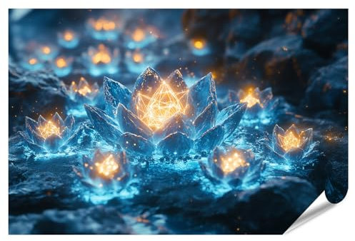 islandburner Prime XXL - Póster con flores de cristal brillantes que iluminan la oscuridad