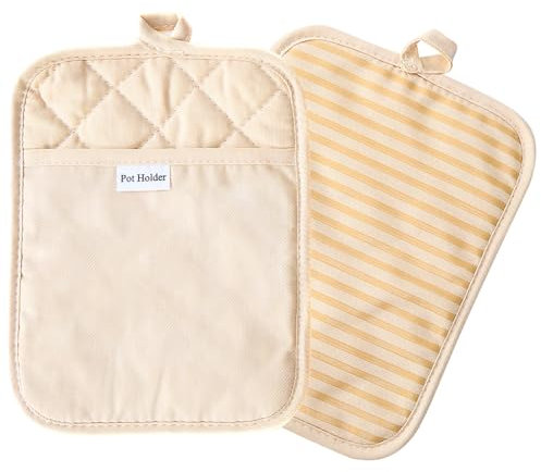 Manique 100 % coton avec silicone résistant à la chaleur pour la cuisine et la pâtisserie Beige
