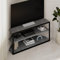 Hocuspicus HOCUS PICUS Modern Corner TV Stand for TVs up to 43 Inches, TV Cabinet Entertainment Center with Storage Shelf, Metal Frame, Particleboard TV Unit for Living Room Bedroom (Retro Grey)
