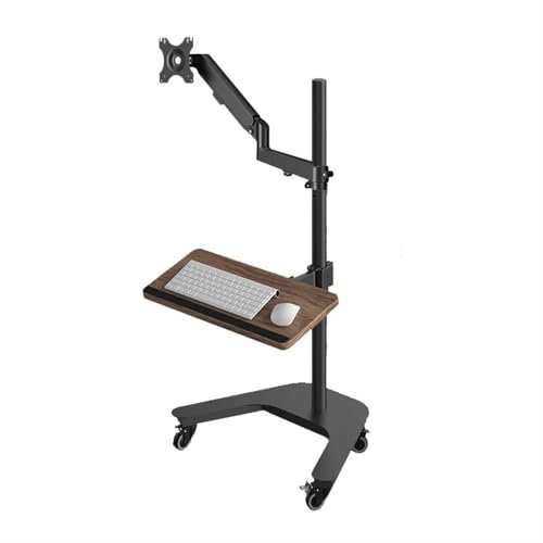 Monitor Halterung Bodenständer for einen Monitor for 17-32 Zoll große Flachbildschirme/gebogene Bildschirme mit einem Gewicht von bis zu 9 kg, mobiler Monitorständer mit Gasdruckfeder, Monitorwagen mi