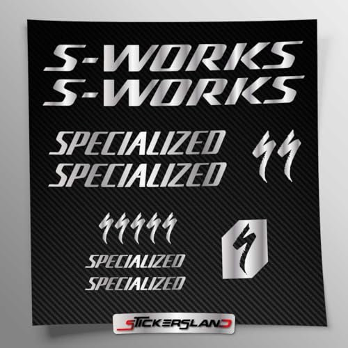 Aufkleber-Set kompatibel mit Rahmen MTB Mountainbike und Helm | Aufkleber-Aufkleber für Fahrrad Schriftzug Logos | Stickersland® (Silber glänzend metallisch)