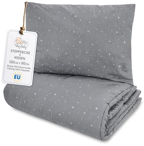 Kinder Bettdecke ohne Bezug 90x120 cm - Baumwolle Baby Decke und Kissen Set Kinderdecke 90 x 120 und Kopfkissen 60 x 40 - Bettdecken Kinderbettdecke Oeko-Tex Galaxie