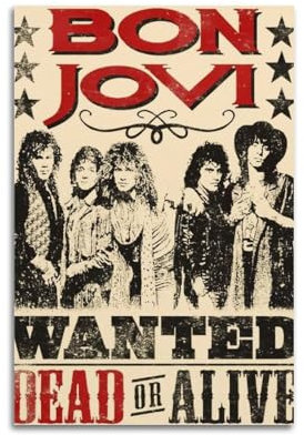 HRUINFSPO Bon Jovi Poster, Wandkunst, Leinwand, ästhetisches Poster, moderne Kunst, Gemälde, Dekoration für Wohnzimmer, Schlafzimmer, elegantes Poster, 30 x 45 cm, ungerahmter Stil