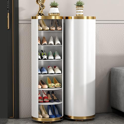 ZYFBD 360 Grad drehbares Schuhregal, freistehender Metall-Schuhschrank für den Eingangsbereich, vertikaler drehbarer Ständer für kleine Räume, einfaches und modernes Design