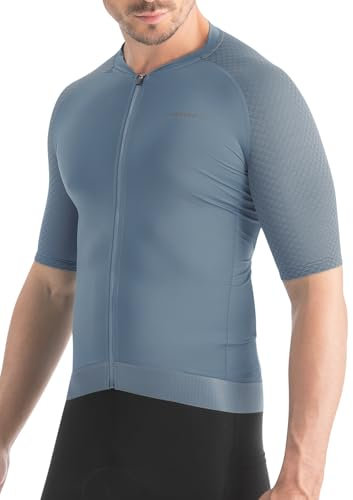 BERGRISAR Radtrikot Fahrradtrikot für Herren Kurzarm Atmungsaktiv Schnelltrocknend Ultraleicht Rennrad Trikots Grau Groß