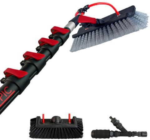 Aquascopic Manche Télescopique en Aluminium 5,4 m – Brosse à Panneaux Solaires & Vitres – Manche Léger et Réglable pour Nettoyage Toit, Camping-Car, Serre, Voiture