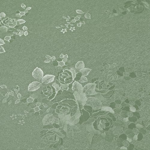 VEELIKE Klebefolie Salbeigrün Strukturtapete 40 cm x 900 cm Geprägt Tapete Blumen Rosen Grün Mustertapete Blumentapete Vintage Selbstklebende Tapete Schlafzimmer Klebetapete Wandtapete Wohnzimmer
