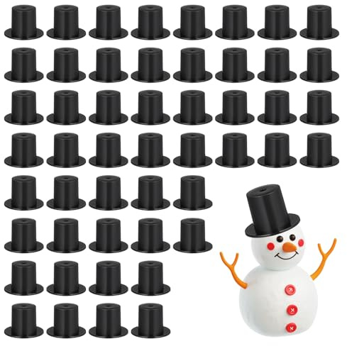 50 Stück Mini Zylinder Hut,Weihnachten Plastikhut Schneemann Hut,Kompakt Zauberer Zylinder,Mode Mini-Zylinderhut,Entzückende Dekorationen Für Weihnachtsschneemänner,Lustige DIY-Bastelideen (Schwarz)