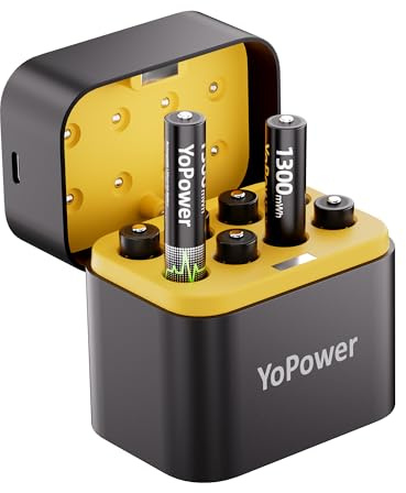8X AAA 1.5V AAA Wiederaufladbare Lithium Akkus mit Ladegerät, 2500 Zyklen | 1300mWh Hohe Kapazität Lithium AAA Batterien, Lang anhaltende wiederaufladbare AAA Li-ion Batterie Charing Aufbewahrungsbox
