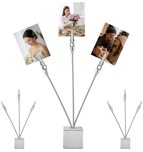 3 Stück Fotohalter mit Klammern, Fotoständer Tischkartenhalter mit 3 Clips