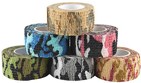 Andux Zone 6 Rollen Haftbandage Verband Elastische Selbsthaftende cohesive Bandage Elastischer Fixierverband Camouflage Bandagen ZZTXBD-03 Farbe Random (2.5cm*4.5m)
