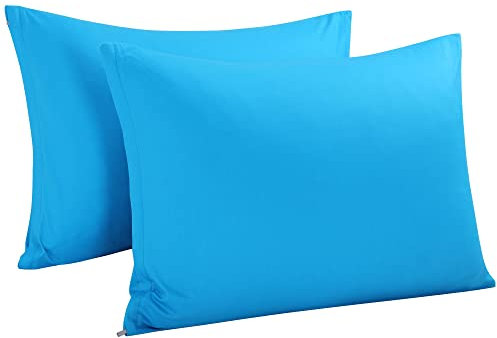 sourcing map 2er Kissenbezug Set aus ägyptische Baumwolle Reißverschluss Kissenbezüge Superweicher Kopfkissenbezug Blau 51x76cm