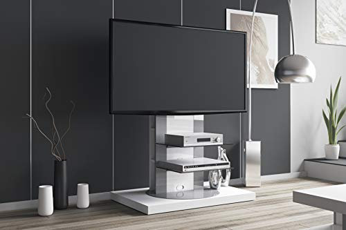Design Fernsehtisch Roma H-777nw Weiß Hochglanz 360° drehbar TV Möbel TV Rack TV- Ständer LCD inkl. TV-Halterung
