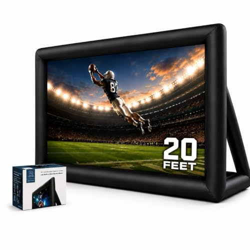 KHOMO GEAR Pantalla Proyector Portátil Gigante 240 Pulgadas, Kit Pantalla Proyector Exterior Motorizada Hinchable con Bomba de Aire Eléctrica - XXL - 6 Metros