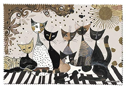 Fridolin 18804 Brillenputztuch Rosina Wachtmeister - Cats Sepia, Mikrofaser, 18 x 12,5 cm