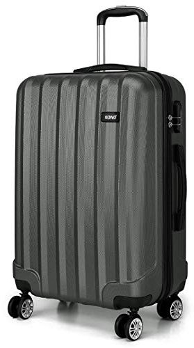 KONO Koffer Trolley Handgepäck Hartschale ABS Reisekoffer Rollkoffer Handgepäck Suitcase (Grau, M)
