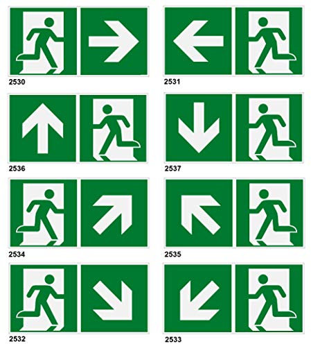 Fluchtweg-Rettungsweg-Schilder-30 x 15 cm-Schild-Kunststoff- im dunkeln nachleuchtend-Warnschild-Hinweisschild-Türschild (Nr. 2530-297 x 148 mm)