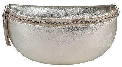 Made in Italy OBC Damen Leder Tasche Gürteltasche Crossbody Hüfttasche Bauchtasche Hüfttasche Umhängetasche Cross-Over Bodybag Schultertasche Handytasche Geldtasche Gold
