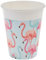 Procos 92129 Lot de 8 gobelets en carton compostables Motif flamant rose tropical 200 ml