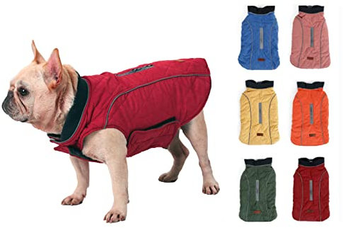 Hundemantel Winter Warme Jacke Weste, 7 Größen für Kleine Mittlere Große und Riesige Hunde, Winddicht Schneeanzug Hundekleidung Outfit Weste Haustiere Bekleidung (S, ROT)