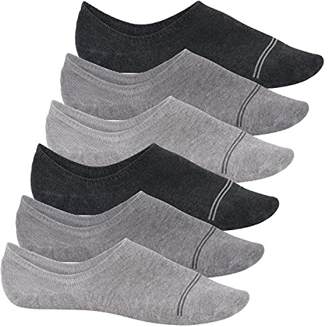 Footstar Damen und Herren Füßlinge (6 Paar) No Show Footies mit Anti-Slip - Sneak-it! - Grau-Mix 39-42