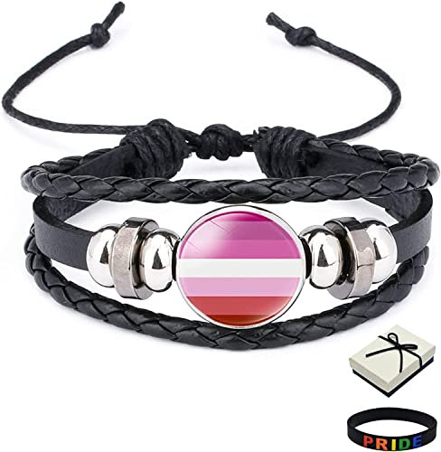 Lesbian Sachen LGBTQ Zubehör Stolz Armband mit Geschenkbox, Pansexual Transgender Gay Trans Bisexuelle Bi-Geschenke für Teenager Männer Frauen Valentinstag