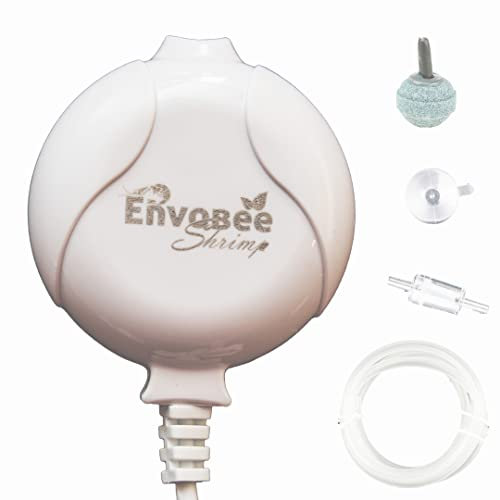Mini Aquarium Air Pump Ultra Silent For Nano Fish Shrimp Oxygen Aeration Energy Saving with Check Valve, Air Stone, for Freshwater Betta Fishbowl Tanks up to 50 Litre,1W (White)