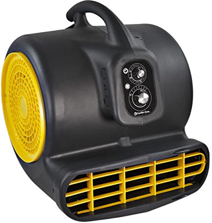 Comfort Zone 1/2HP, 4.5AMP, secador de alfombras de Alta Velocidad con Temporizador y ángulos Ajustables, 3 velocidades, Seca Espacios húmedos y húmedos, Suelos de sótano, Pintura Fresca, alfombras,