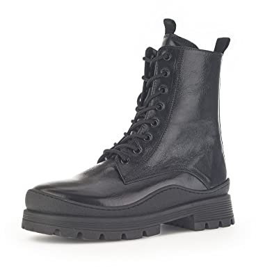 Gabor Damen Combat Boots, Frauen Stiefeletten,Wechselfußbett,Moderate Mehrweite (G),Kurzstiefel,schw.(Micro/Uni),41 EU / 7.5 UK