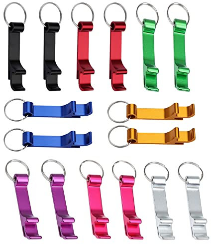 16 Stück Flaschenöffner Schlüsselanhänger Aluminium Bierflaschenöffner Mini Bier Getränkebehälter öffner Pocket mit Metall Schlüsselanhänger 8 Farben Bottle Opener für Verschiedene Getränke Flasche