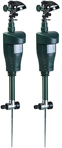 Royal Gardineer Katzen-Abwehr: 2er-Set Wasserstrahl-Tierschreck, PIR-Sensor, Batteriebetrieb, 120 m² (Katzenabwehr Bewegungsmelder, Tierschreck als Teichschutz, Marderschreck)