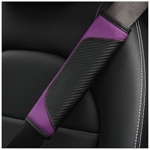2 Stück Auto Gurtpolster,PU Leder Universal Weich Auto Sicherheitsgurt Schulterpolster Gurtschoner Auto Gurtschutz Gürtelkissen Schutzkissen Polsterung für Sitzgurt für Kinder Erwachsene,Schwarz Lila