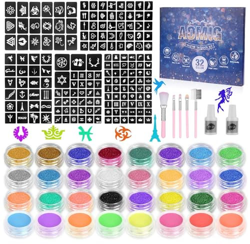 AOMIG Tattoo Stifte Kinder , Markierungen Tatoostift, Temporäre Tattoo Gelstifte Set für Kinder Erwachsene Fasching Halloween Party Verkleiden Geschenk (44 pcs)