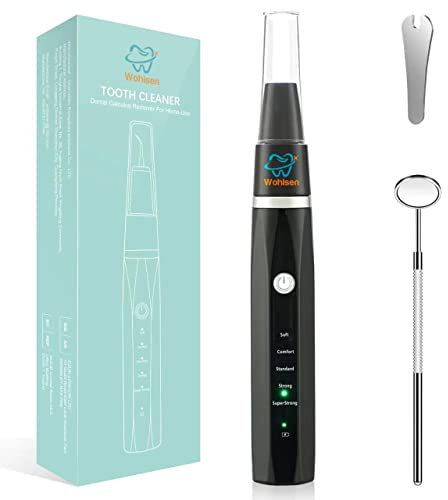 Wohlsen Zahnreinigungset Zahnreiniger 5 Intensitäten IPX7 wasserdicht geräuscharm USB- Anschluss LED-Anzeige für Zuhause & Unterwegs