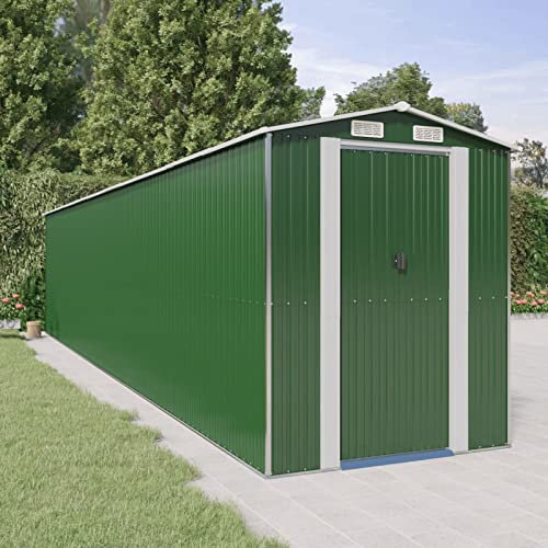 ZHOUMIN Geräteschuppen, Gerätehaus, Fahrradgarage, Gartenhütte, Fahrradunterstand, Gartenhäuschen, Garten Hütte, Fahrrad Unterstand, Grün 192x938x223 cm Verzinkter Stahl